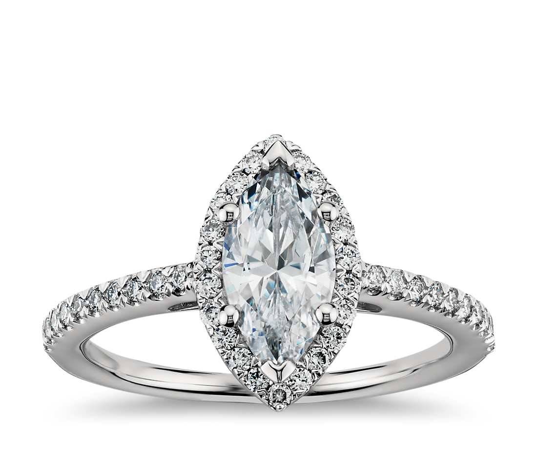 Diamond Engagement Ring
 Marquise Cut Halo Diamond Engagement Ring in Platinum