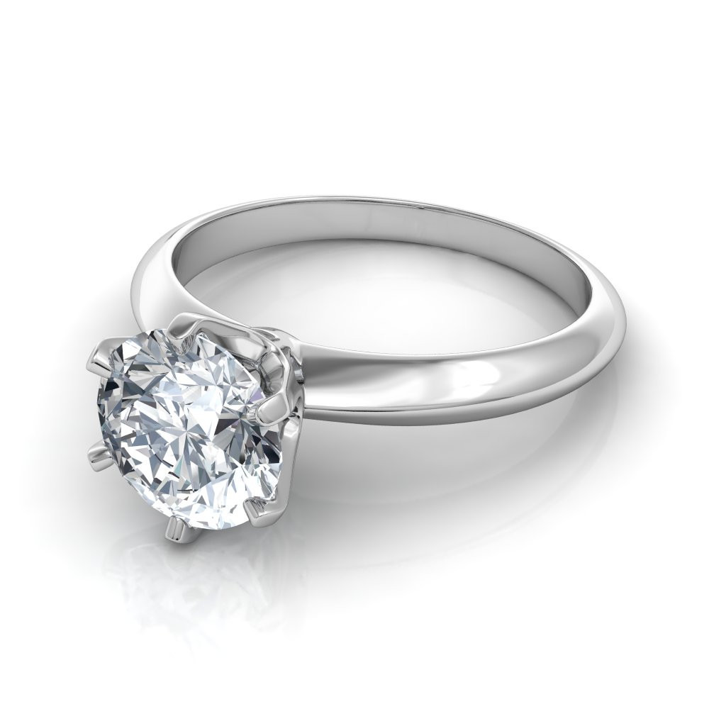 Diamond Engagement Ring
 Six Prong Round Brilliant Solitaire Diamond Engagement