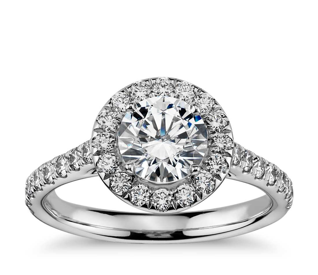 Diamond Engagement Ring
 Round Halo Diamond Engagement Ring in 14k White Gold 1 2