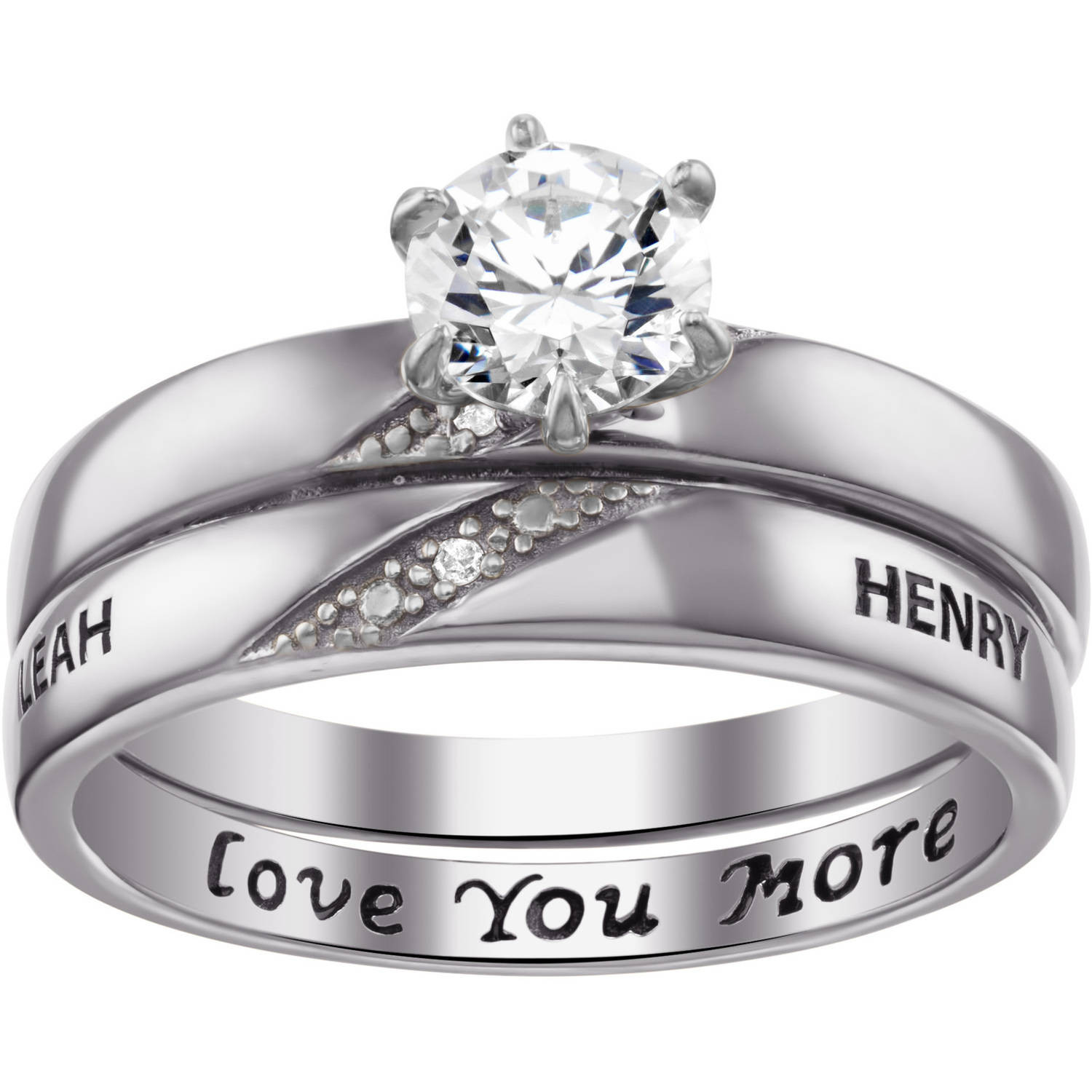 Diamond Rings At Walmart
 ONLINE Personalized Round CZ and Diamond Sterling Silver