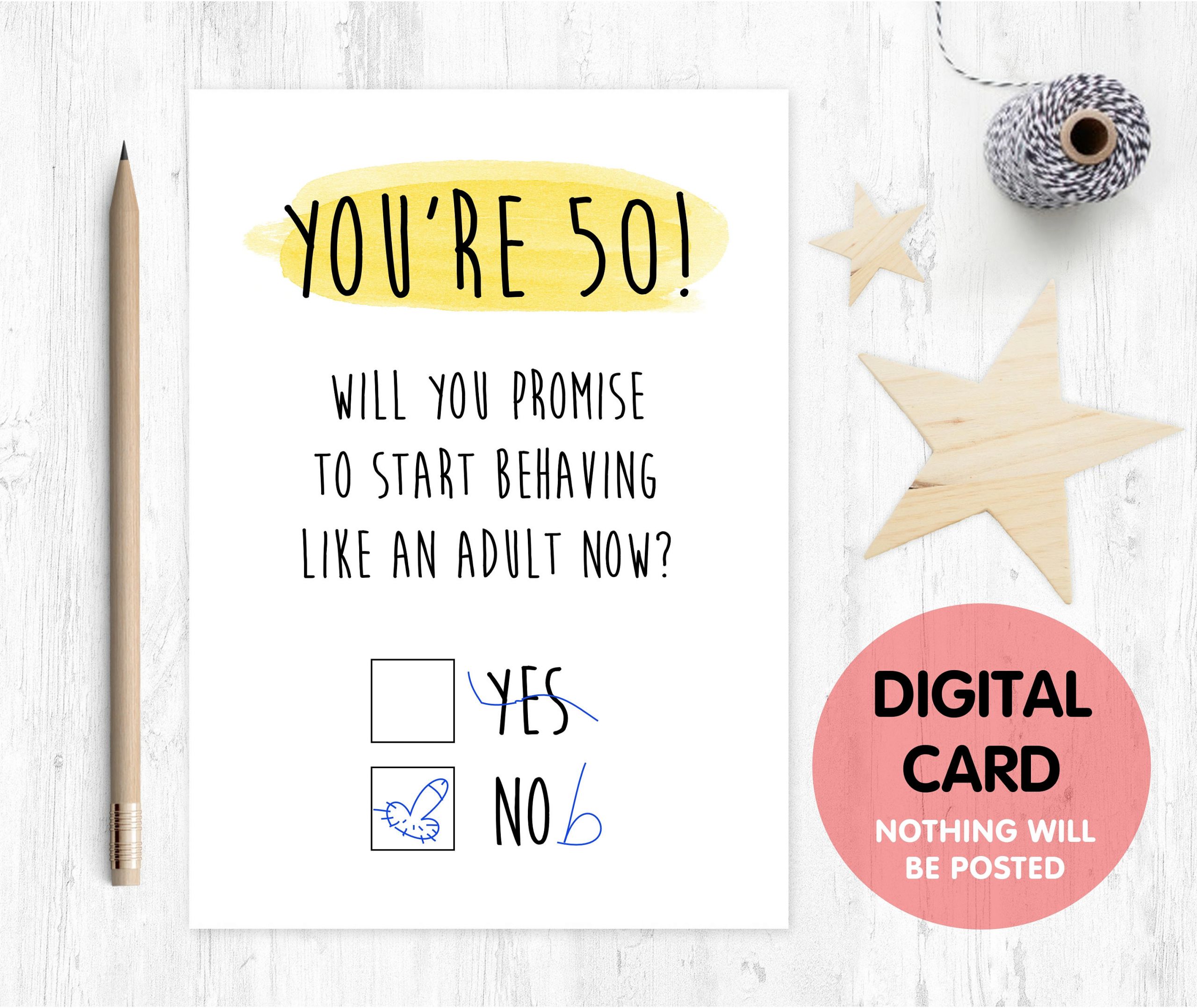 Digital Birthday Cards
 PRINTABLE 50th birthday card digital funny 50th