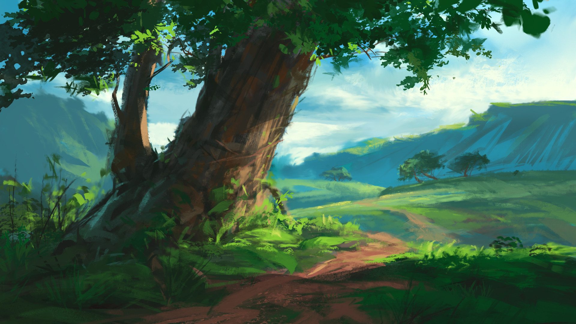 Digital Painting Landscape
 ArtStation tree landscape painting DIGITAL CANVAS