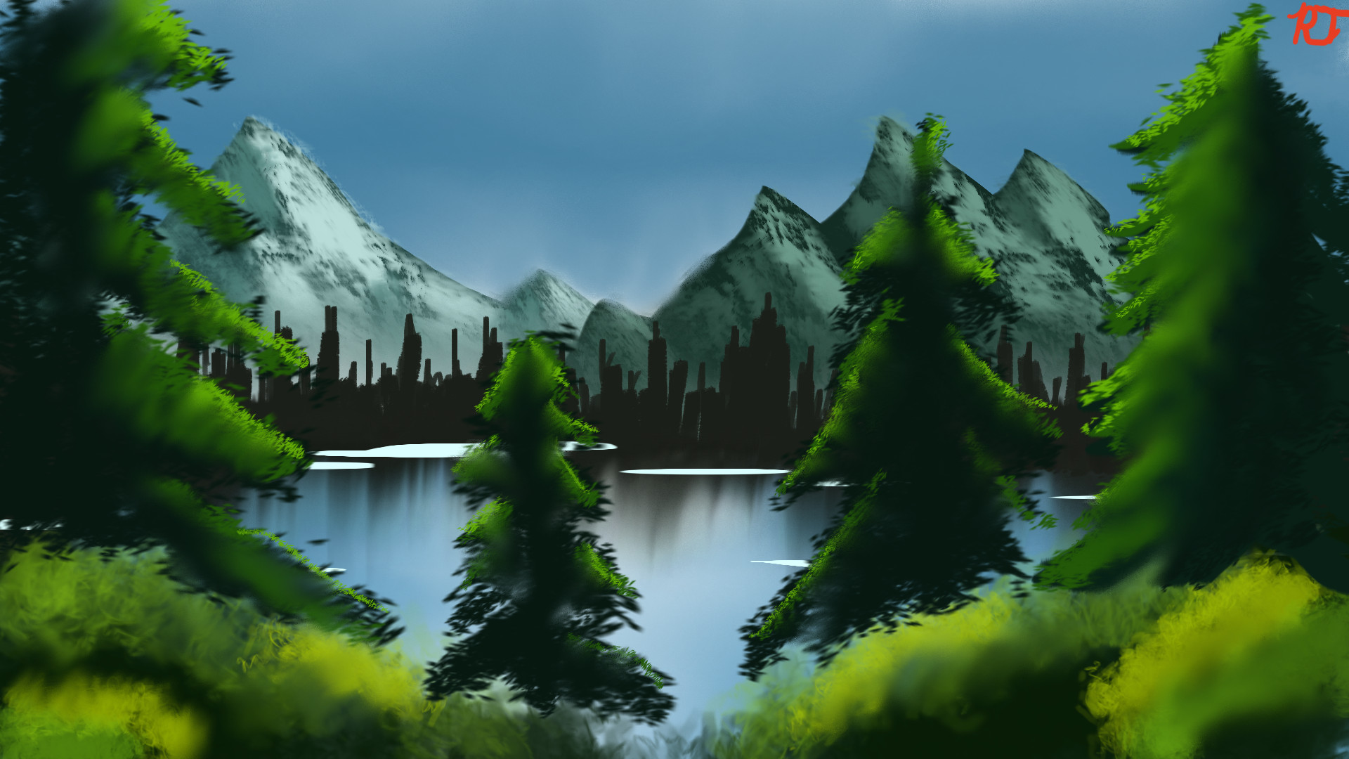 Digital Painting Landscape
 Hidden Lake Landscape Digital Painting by TheGamingRT