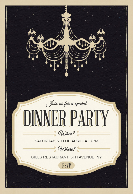 Dinner Party Invitation Ideas
 Classy Chandelier Dinner Party Invitation Template Free