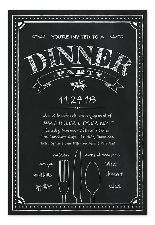 Dinner Party Invitation Ideas
 Chalkboard Dinner Party Party Invitations by Invitation