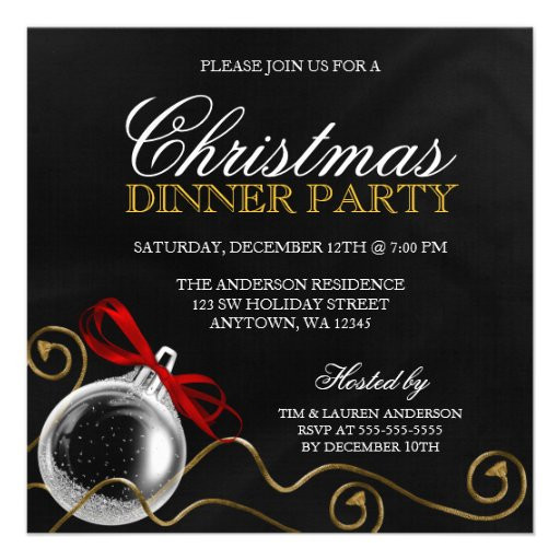 Dinner Party Invitation Ideas
 Christmas Ornament Red Bow Dinner Party 5 25x5 25 Square