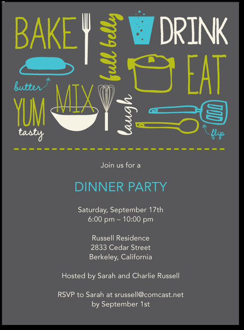 Dinner Party Invitation Ideas
 Popular Potluck Charcoal