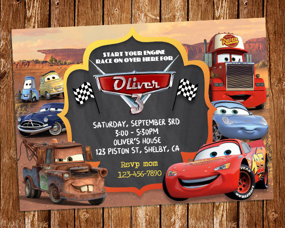 Disney Cars Birthday Invitations
 Disney Cars Invitation Disney Cars Birthday Party Invite
