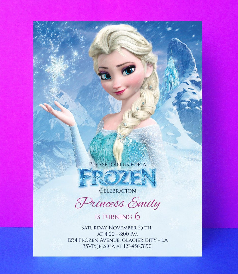 Disney Frozen Birthday Invitations
 Frozen invitation Disney frozen birthday by PaperPartyDesign