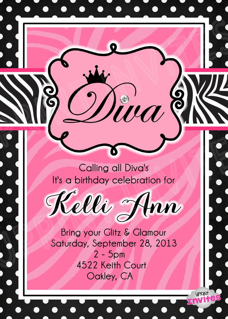Diva Birthday Party
 Diva Invitation Template $15 00