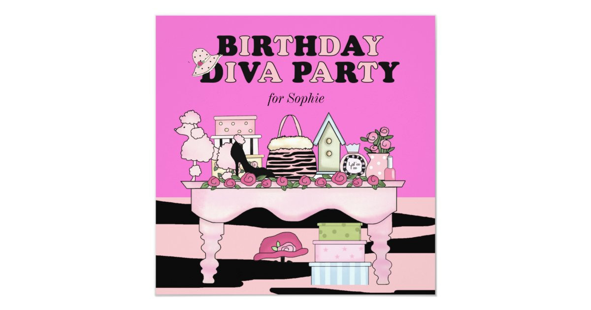 Diva Birthday Party
 Glamorous Diva Birthday Party Invitation