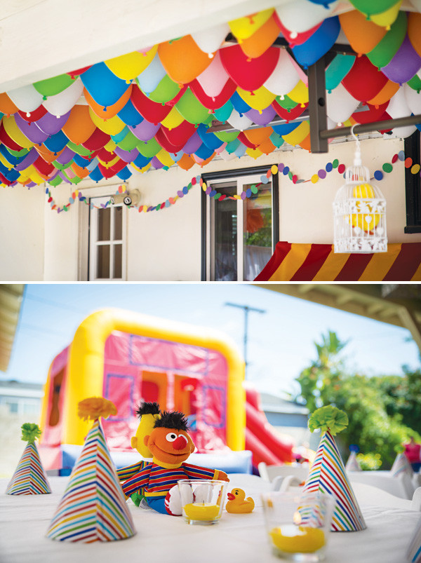 Diy 1st Birthday Decorations
 Adorable  Backyard Sesame Street First Birthday Party