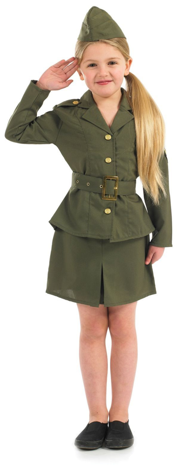 DIY Army Girl Costume
 Girls 1940 1940