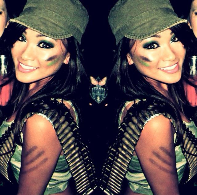 DIY Army Girl Costume
 Me for Halloween 2014 Army girl Sol r Camo