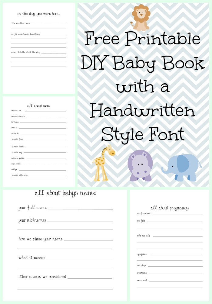 Diy Baby Book Pages
 Make a DIY Baby Book with a Handwritten Style Font with