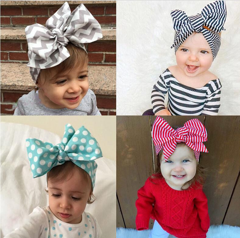 DIY Baby Bow Headband
 2016 Headband DIY Tie Bow Hairbands Big Bow Cute Dot Print
