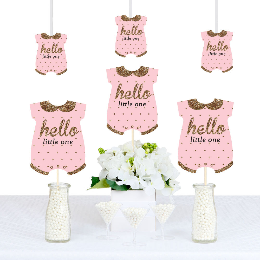 Diy Baby Shower Decorations For Girl
 Hello Little e Pink and Gold Baby Bodysuit Girl Baby