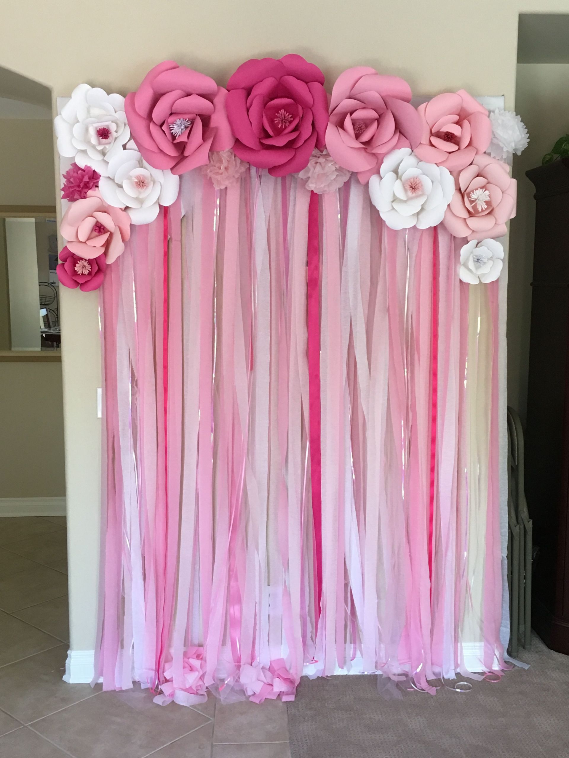 DIY Baby Shower Decorations For Girls
 backdrop for a girl baby shower