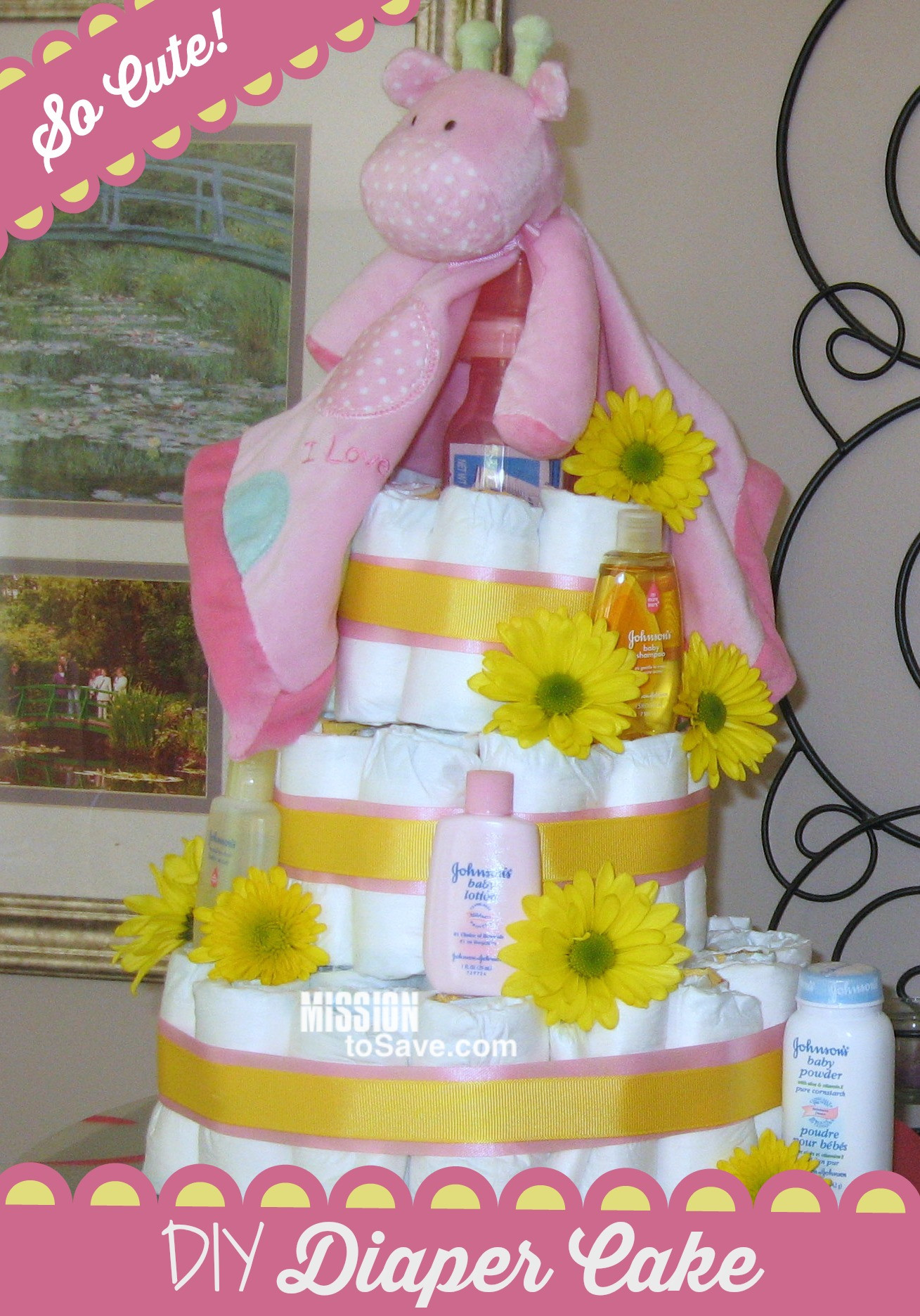 DIY Baby Shower Diaper Cakes
 Adorable Diaper Cake for DIY Baby Shower Gift Mission