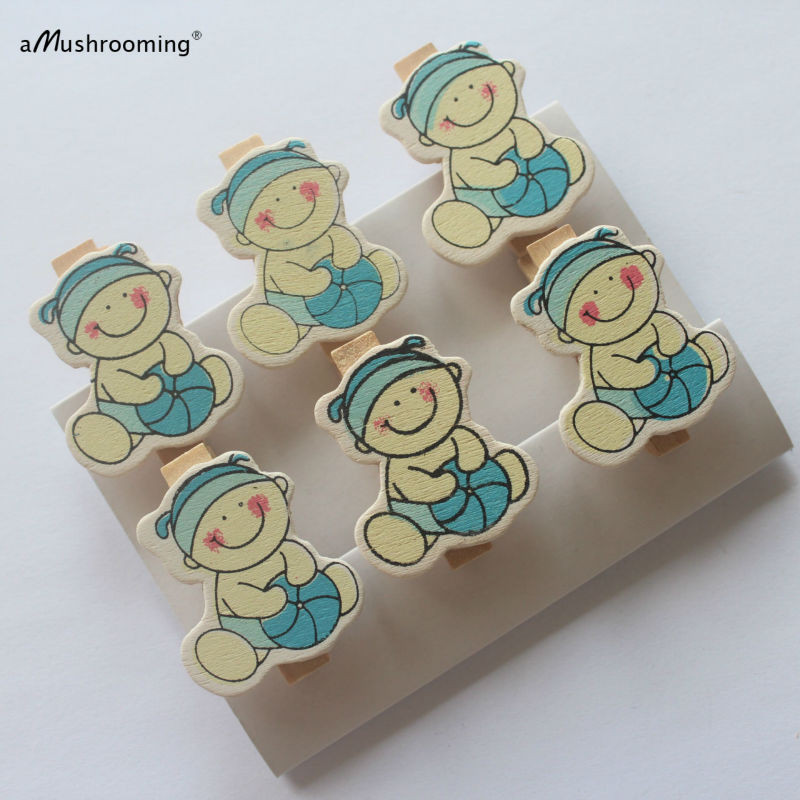 DIY Baby Shower Pins
 24 Baby shower pins shower favors clothespins baby boy