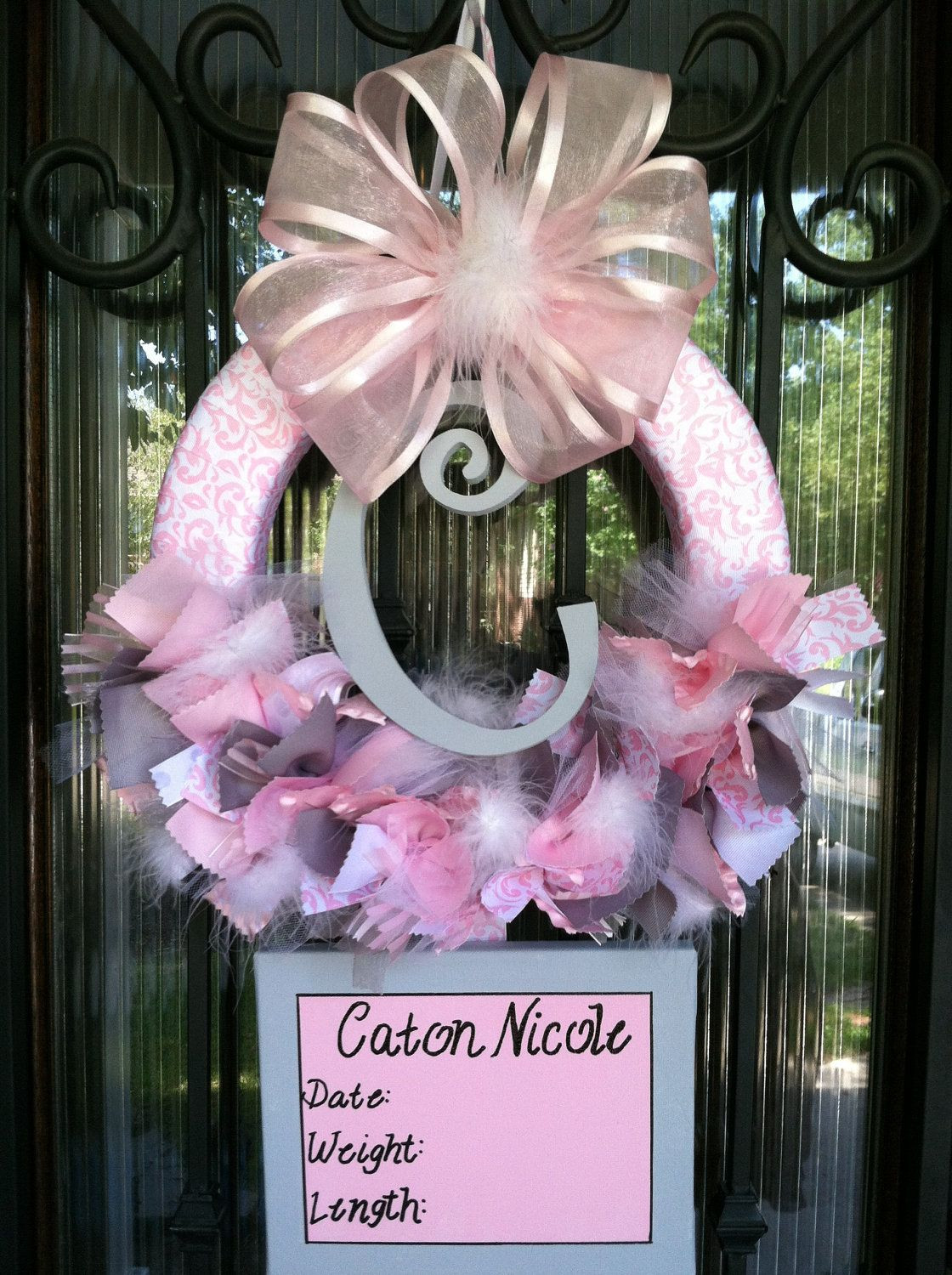 DIY Baby Wreath Hospital Door
 Baby Ribbon Wreath Nursery Hospital Door Baby Shower by