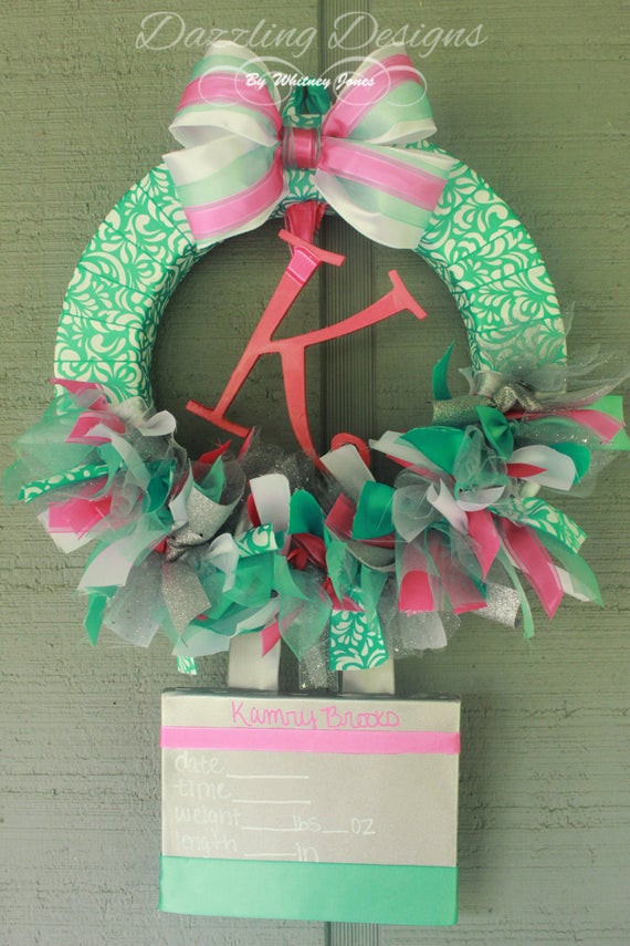 DIY Baby Wreath Hospital Door
 Baby Girl Wreath Hospital Nursery Door by WJDazzlingDesigns