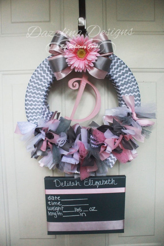 DIY Baby Wreath Hospital Door
 Baby Girl Wreath Baby Hospital Door Wreath by