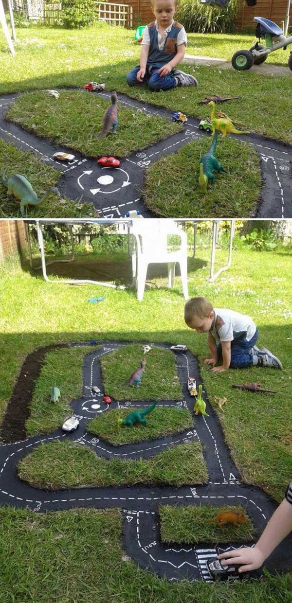 DIY Backyard Ideas For Kids
 Backyard Projects For Kids DIY Race Car Track