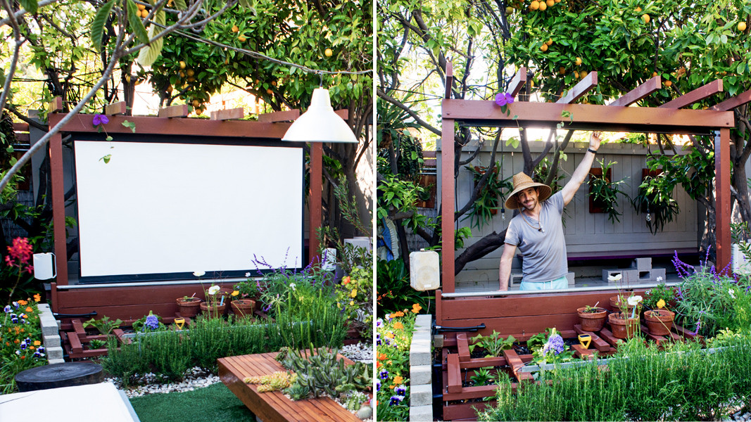 Diy Backyard Movie Screen
 Show Thyme How to Build an Outdoor Theater in Your Garden
