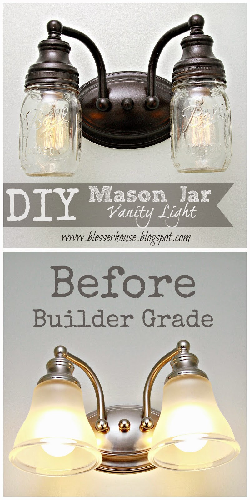 Diy Bathroom Light
 DIY Mason Jar Vanity Light Bless er House