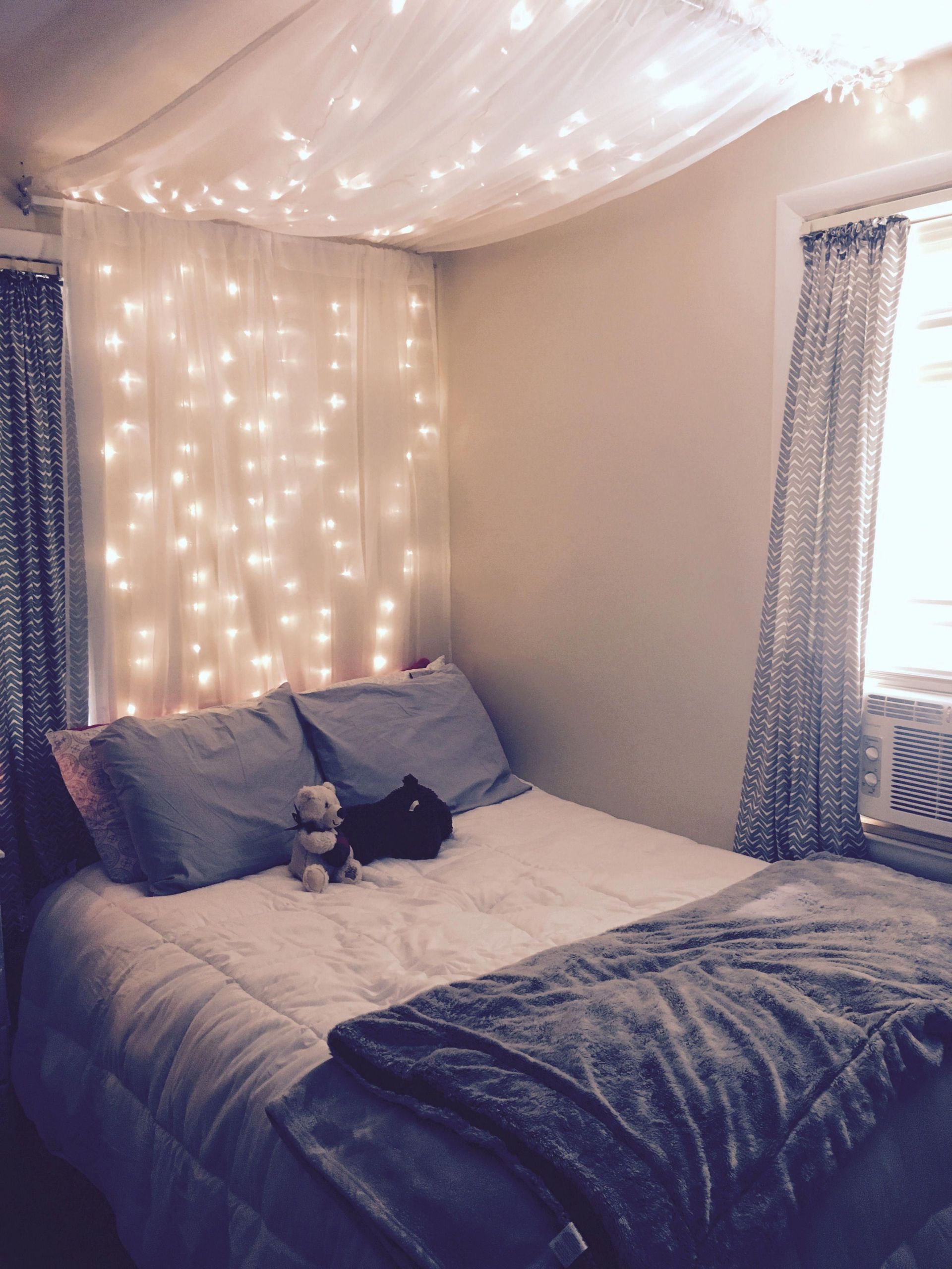 Diy Bedroom Canopy With Lights
 DIY light canopy Materials 2 63 inch 2 panel sheer