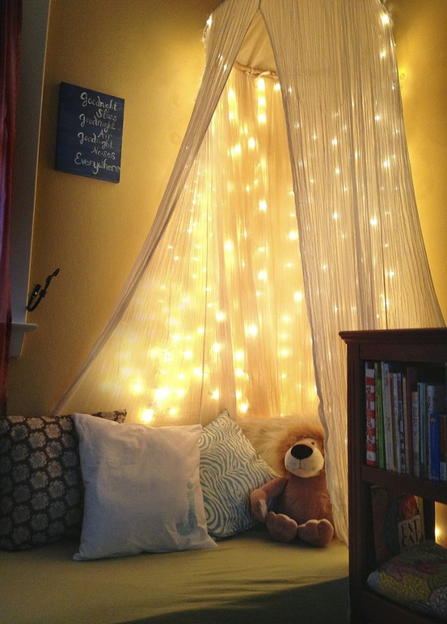 Diy Bedroom Canopy With Lights
 23 Amazing Canopies with String Lights Ideas