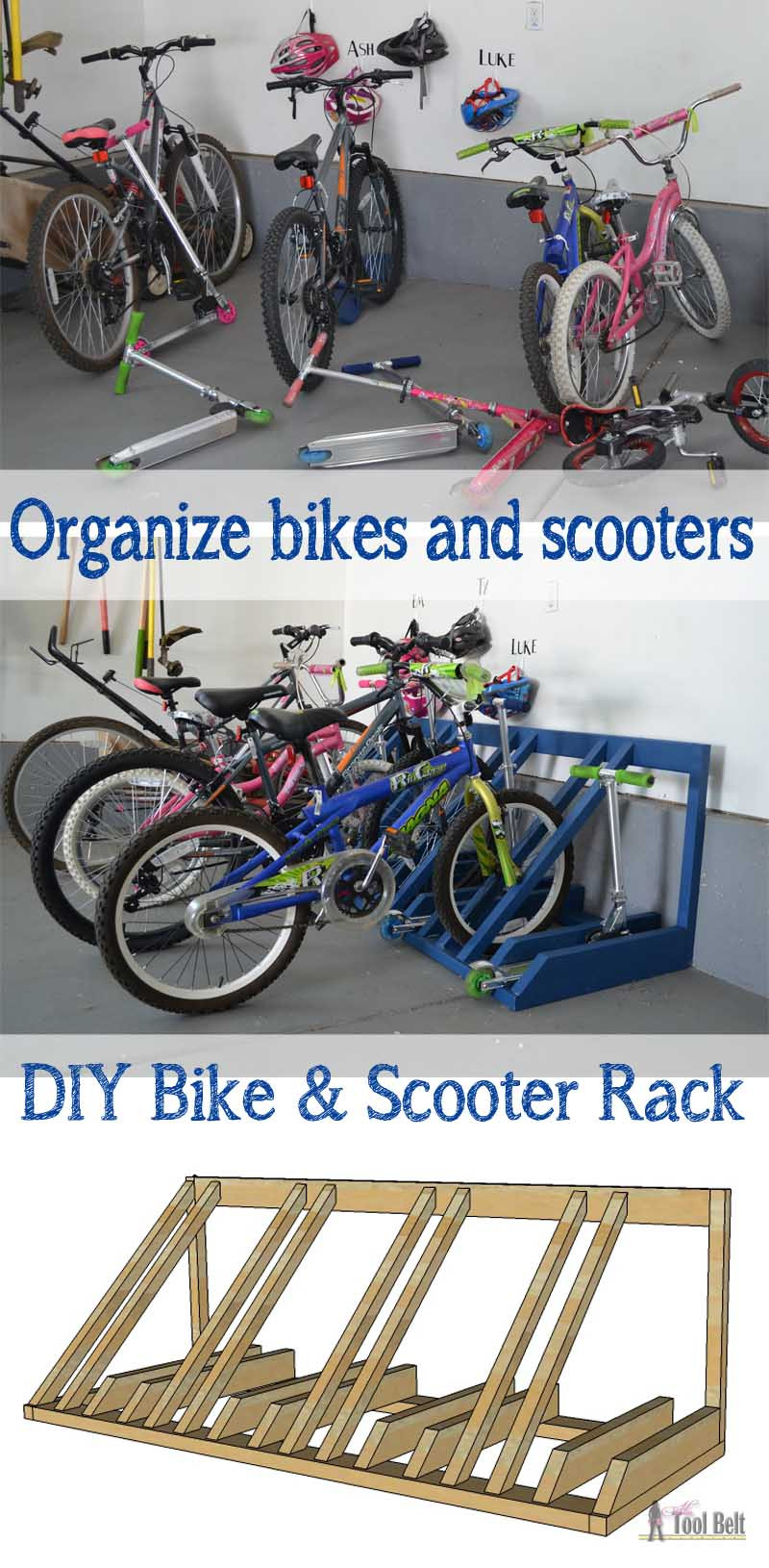 DIY Bike Rack Plans
 DIY Bike and Scooter Rack Her Tool Belt