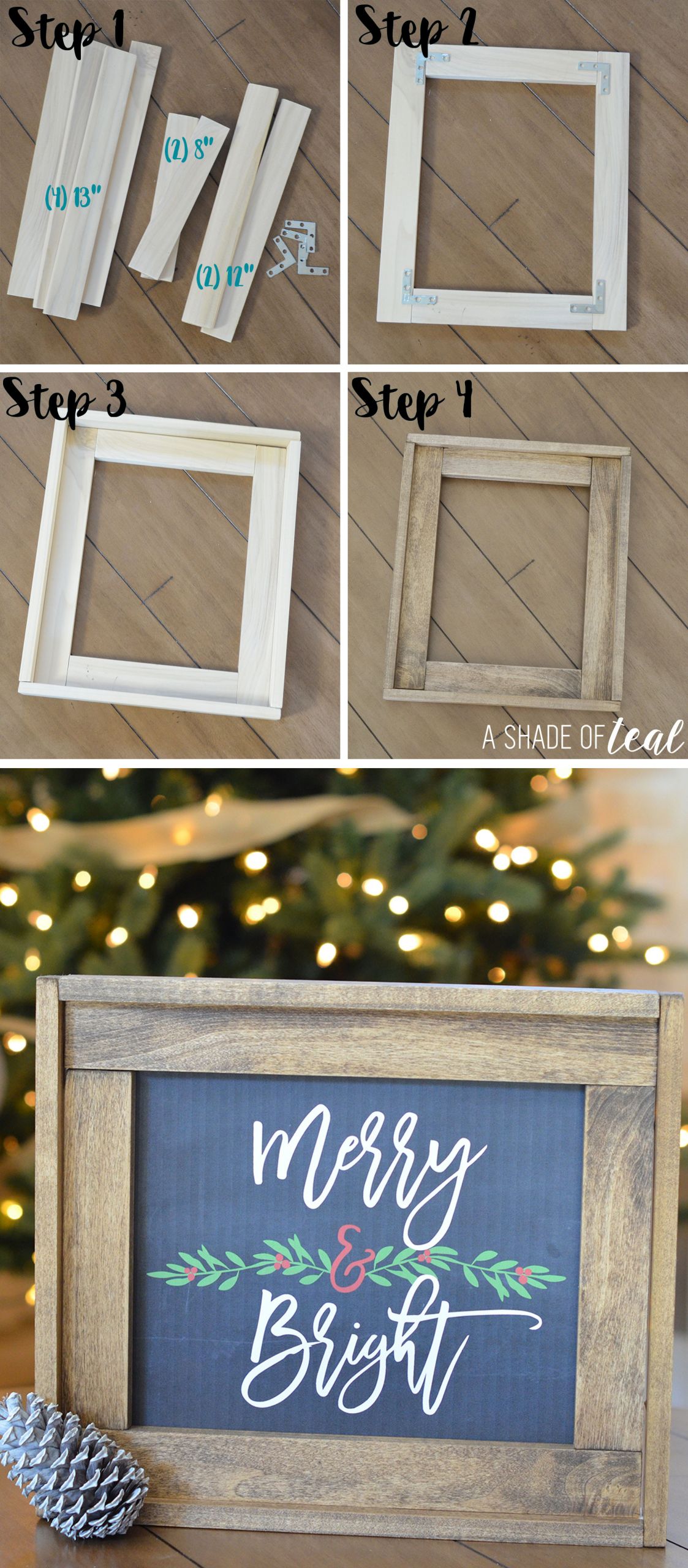 DIY Christmas Frames
 Christmas Mantle Update How to make a Rustic Wood Frame