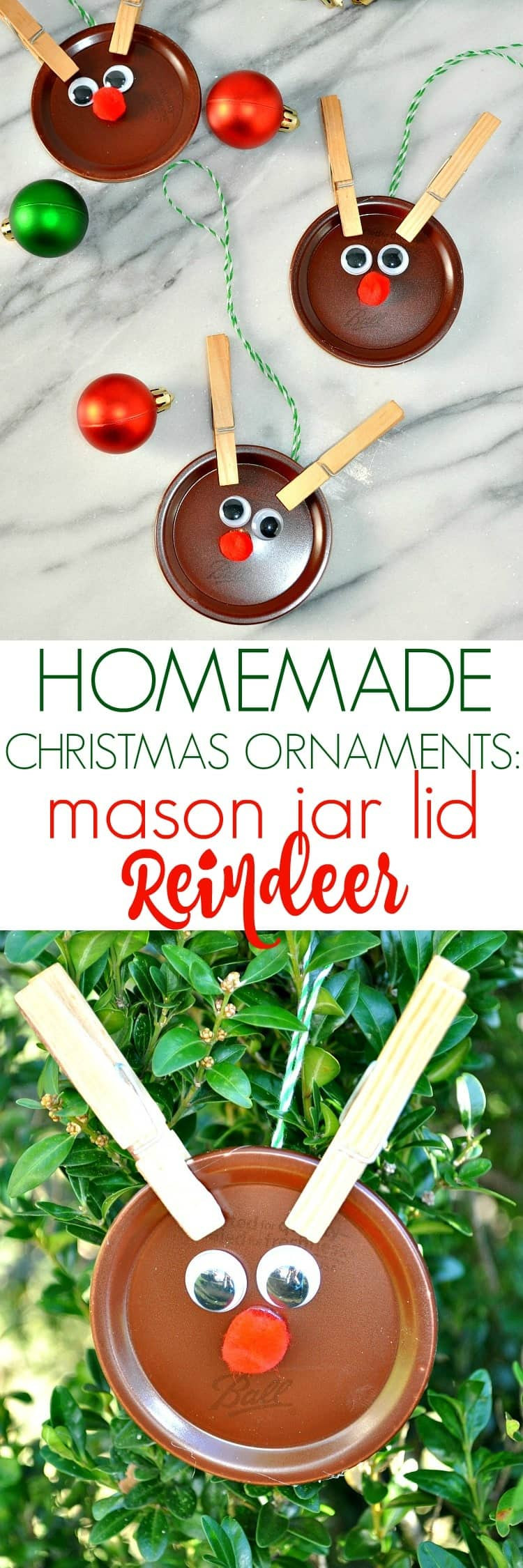 DIY Christmas Ornaments As Gifts
 Homemade Christmas Ornaments Mason Jar Lid Reindeer The