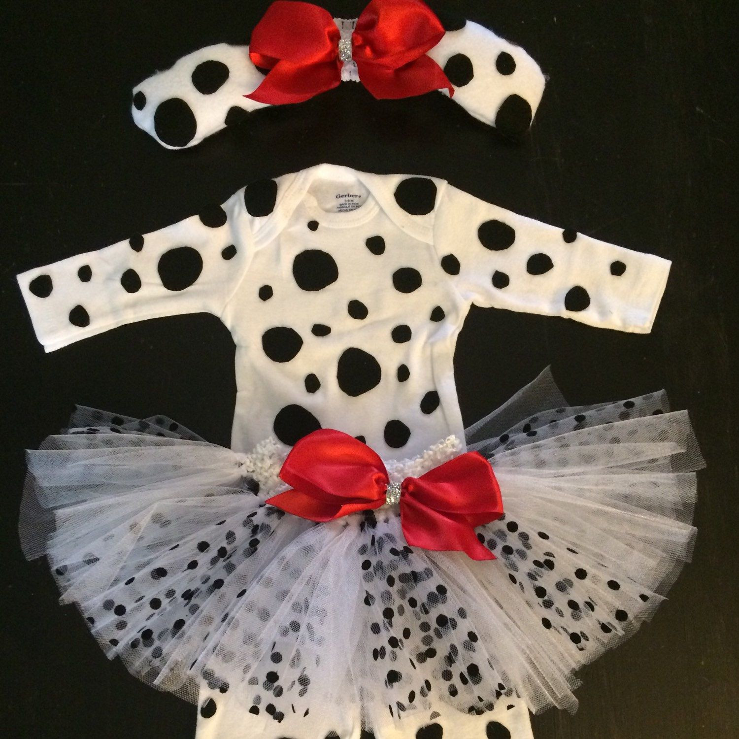 DIY Dalmatian Costume Baby
 White and Black Polka Dot Tutu