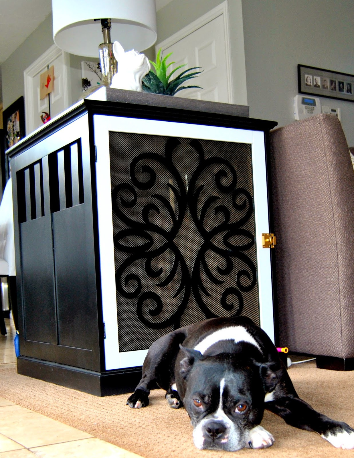 DIY Dog Cages
 Studio 7 Interior Design DIY Dog Crate End Table