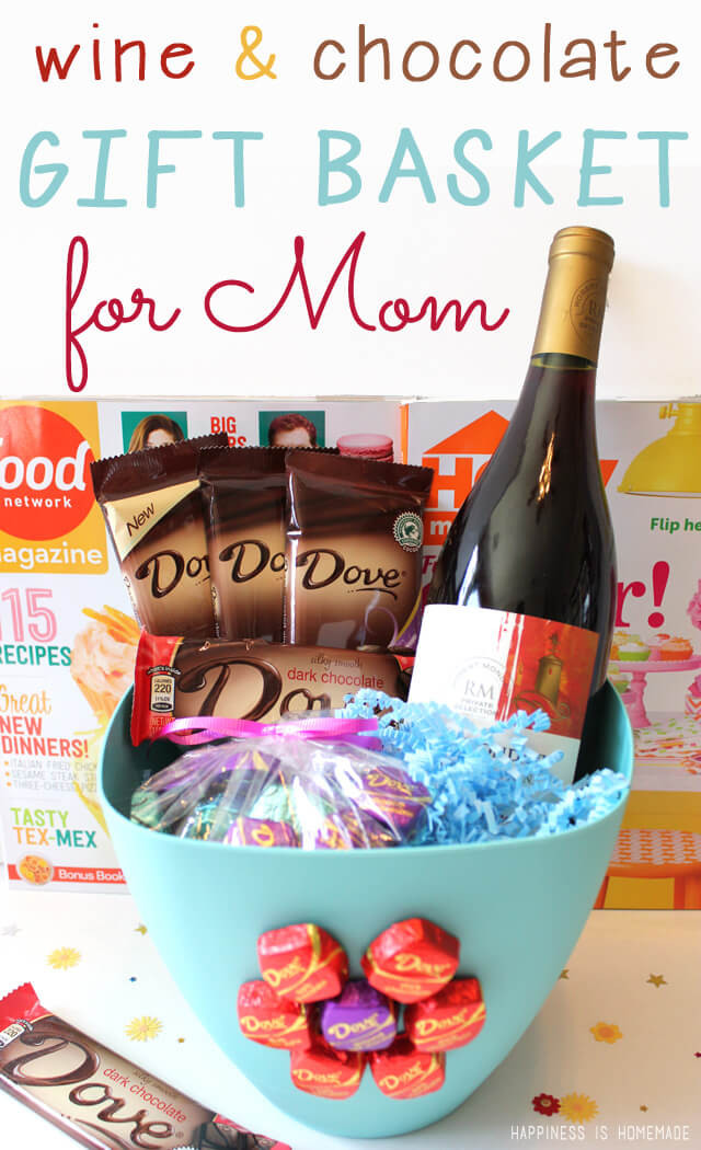 DIY Gift Baskets For Mom
 Mother s Day Wine & Dark Chocolate Gift Basket Happiness