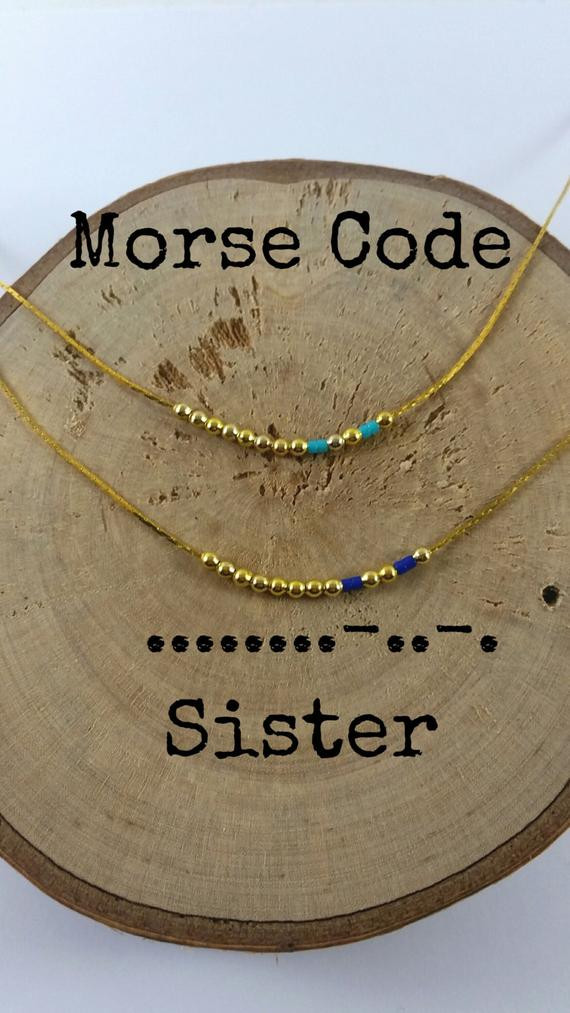 DIY Gifts For Sisters
 SET OF 2 SISTER Morse Code Necklaces Secret Message Dainty