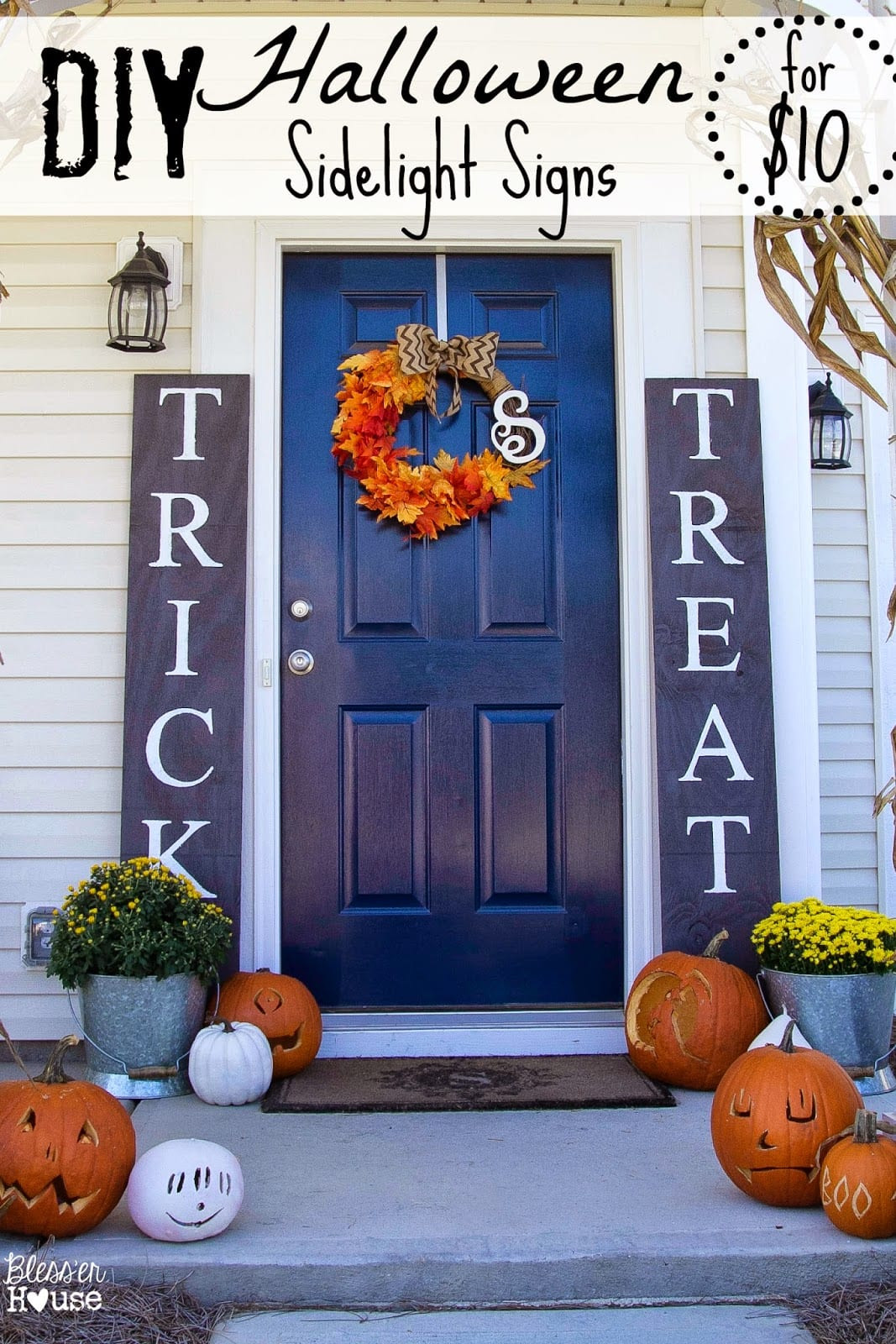 Diy Halloween Porch Decorations
 DIY Halloween Sidelight Signs and Fall Porch Reveal