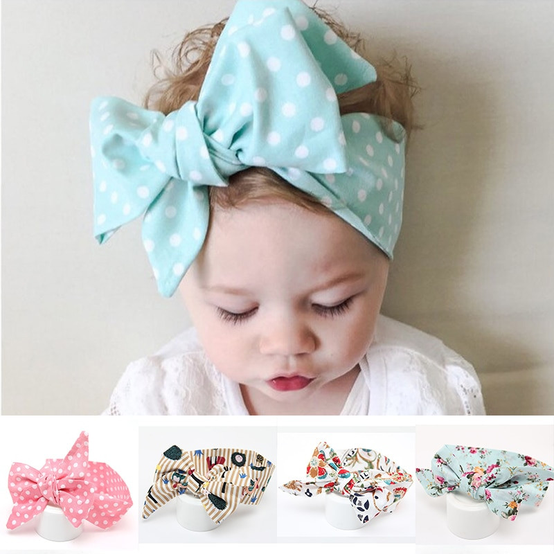 Diy Headband Baby
 Cute Dot Fabric Flowers Baby Turban Haarband DIY Big Bow