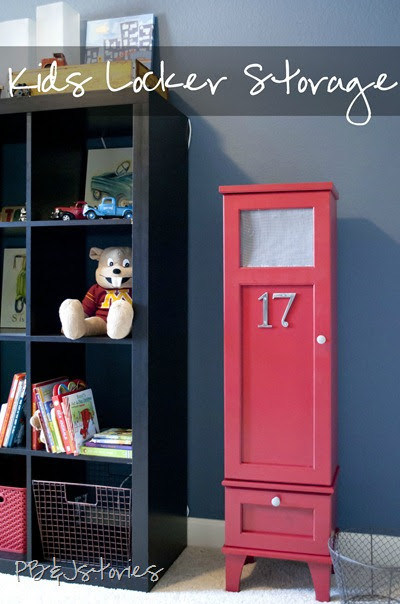 DIY Kids Lockers
 PBJstories J’s Room Kids Locker Storage