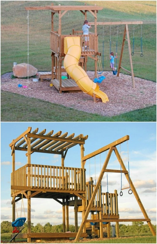 DIY Kids Swing Set
 26 DIY Swings That Turn Your Backyard Into A Playground
