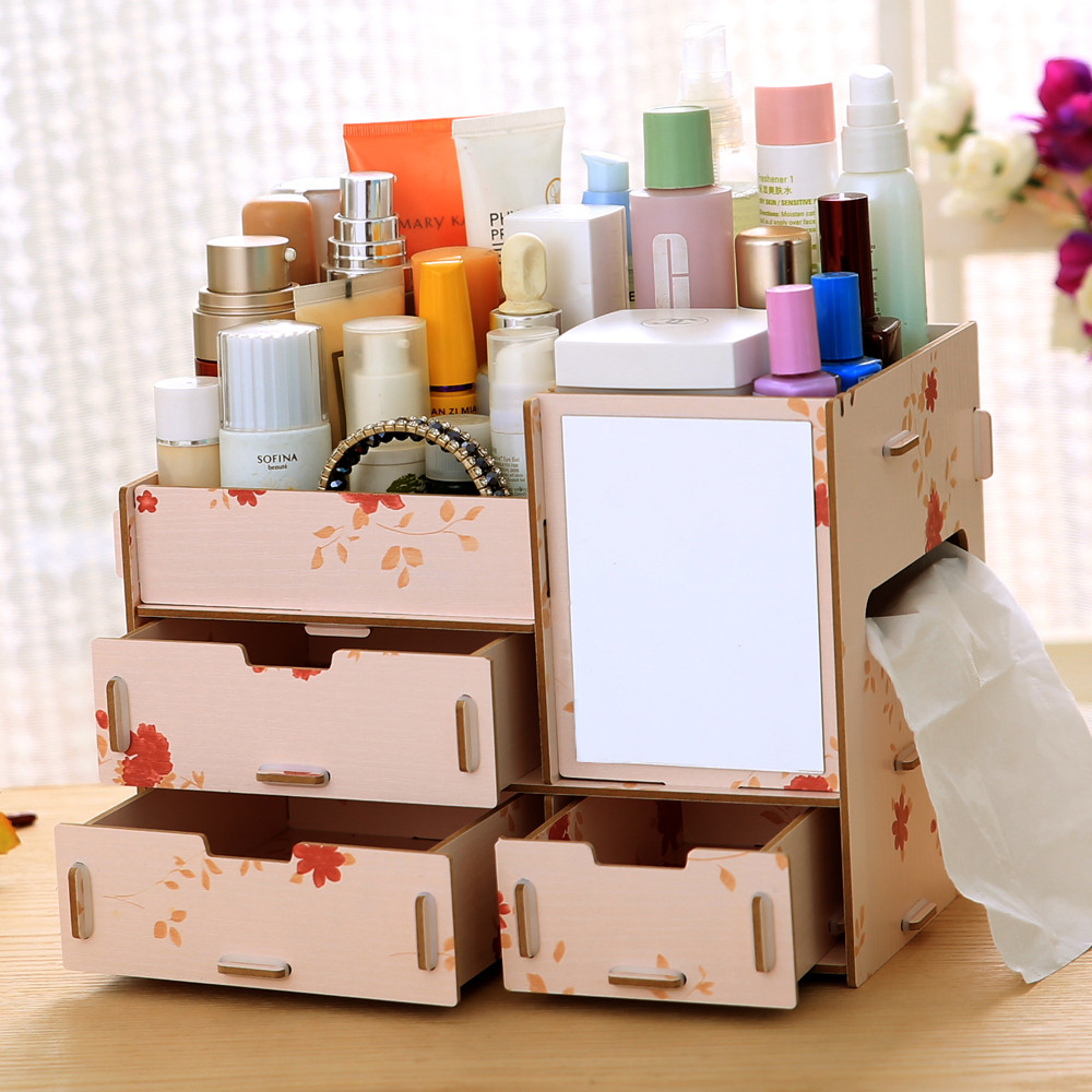 DIY Makeup Organizers
 DIY wood cosmetic organizer makeup storage box sundries