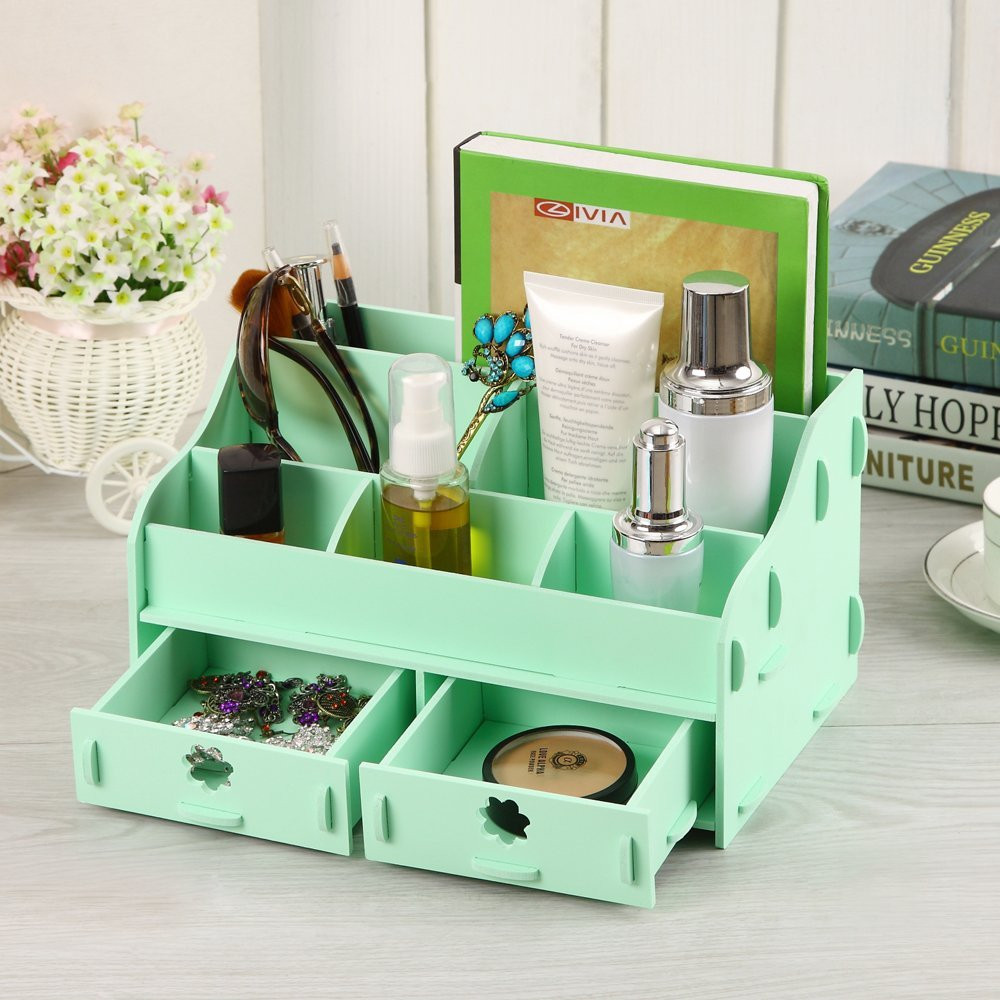 DIY Makeup Organizers
 Cozy Colors Wooden Desk Cosmetic Makeup Organizer DIY Wood