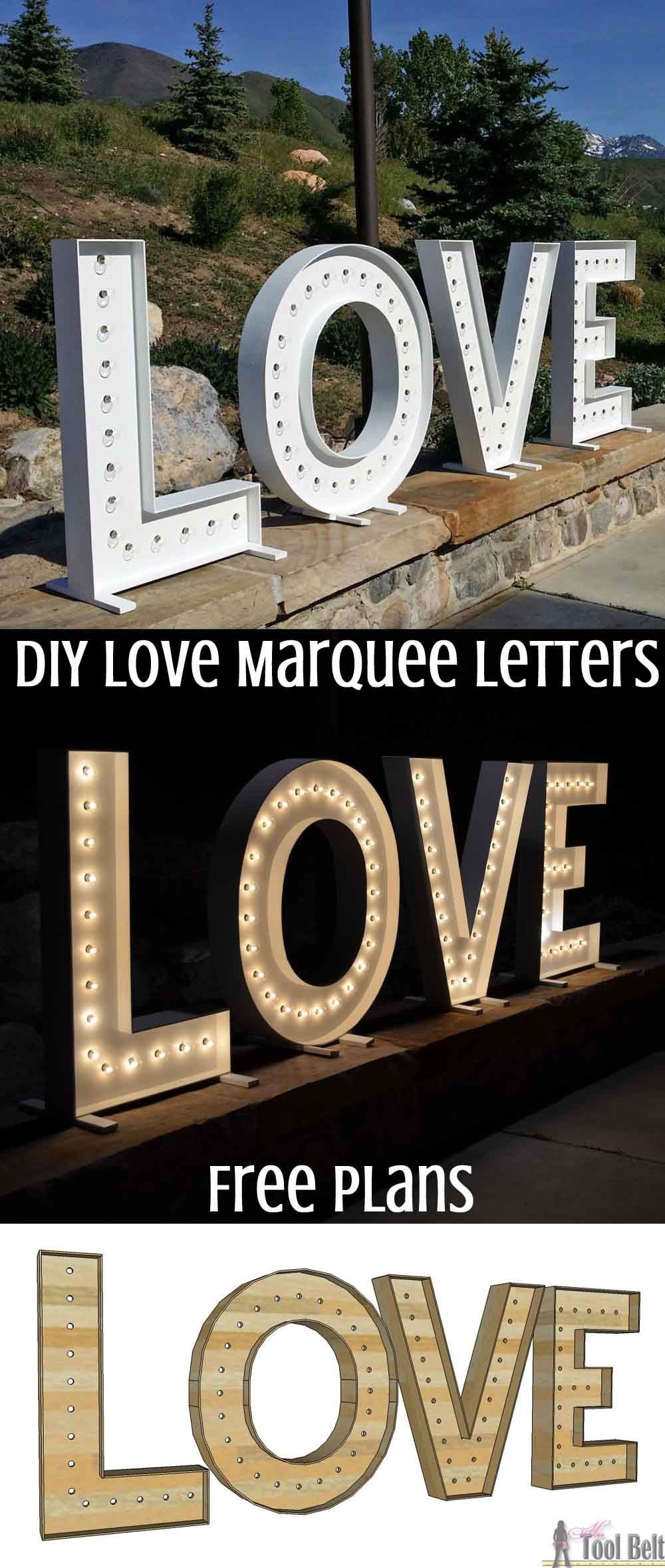 DIY Marquee Letters Wood
 Wood DIY LOVE Marquee Letters