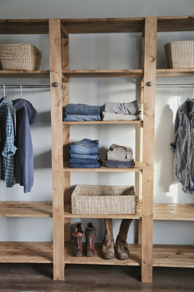 DIY Organization Closet
 DIY Industrial Style Wood Slat Closet System with