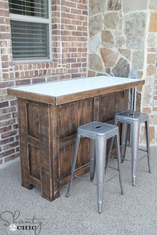 DIY Outdoor Bars
 DIY Tiled Bar Free Plans and a Giveaway Shanty 2 Chic