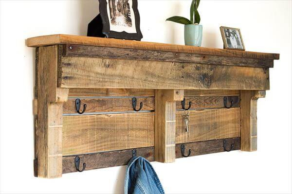 DIY Pallet Coat Rack
 Wood Pallet Coat Rack with Shelf