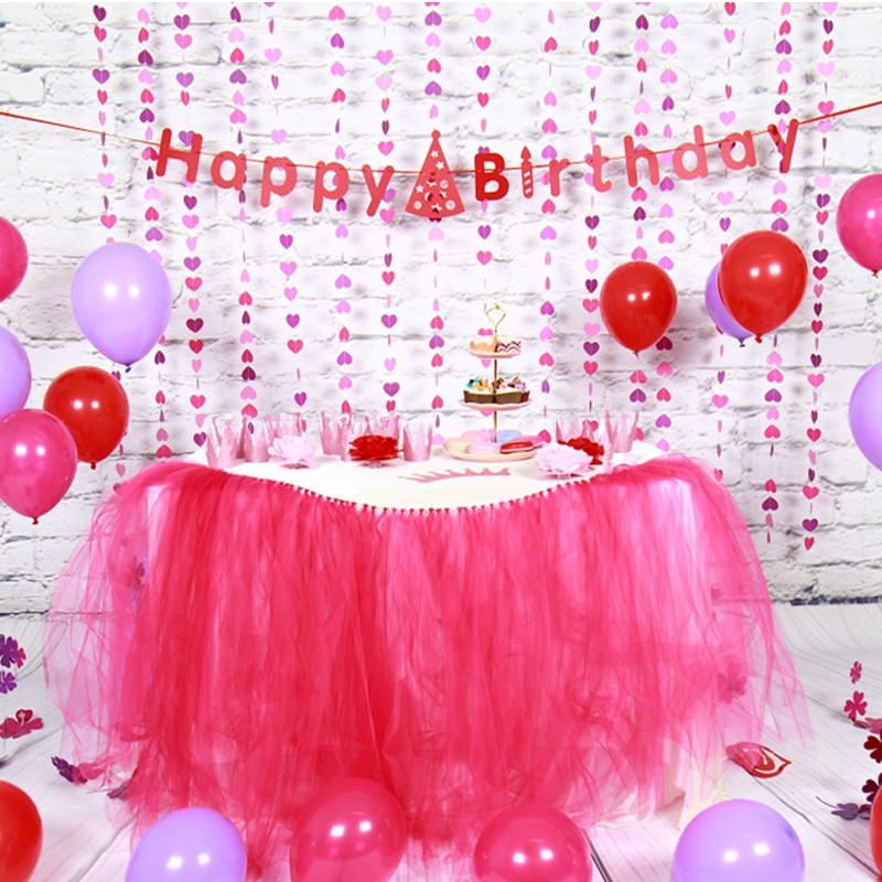 DIY Party Decorations For Kids
 Sunbeauty Set Pink Theme Happy Birthday Decoration DIY